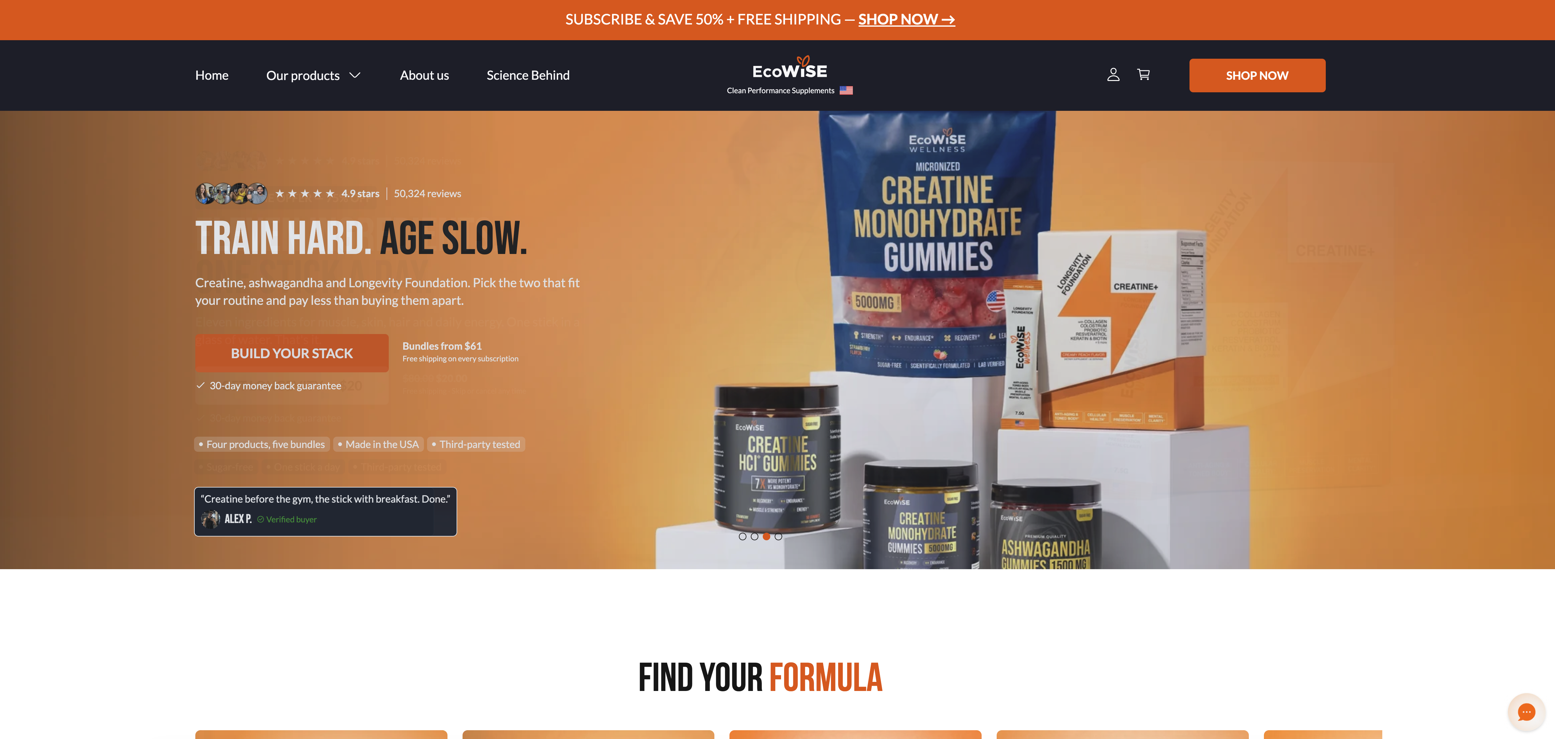 Screenshot of the ECOWISE WELLNESS website