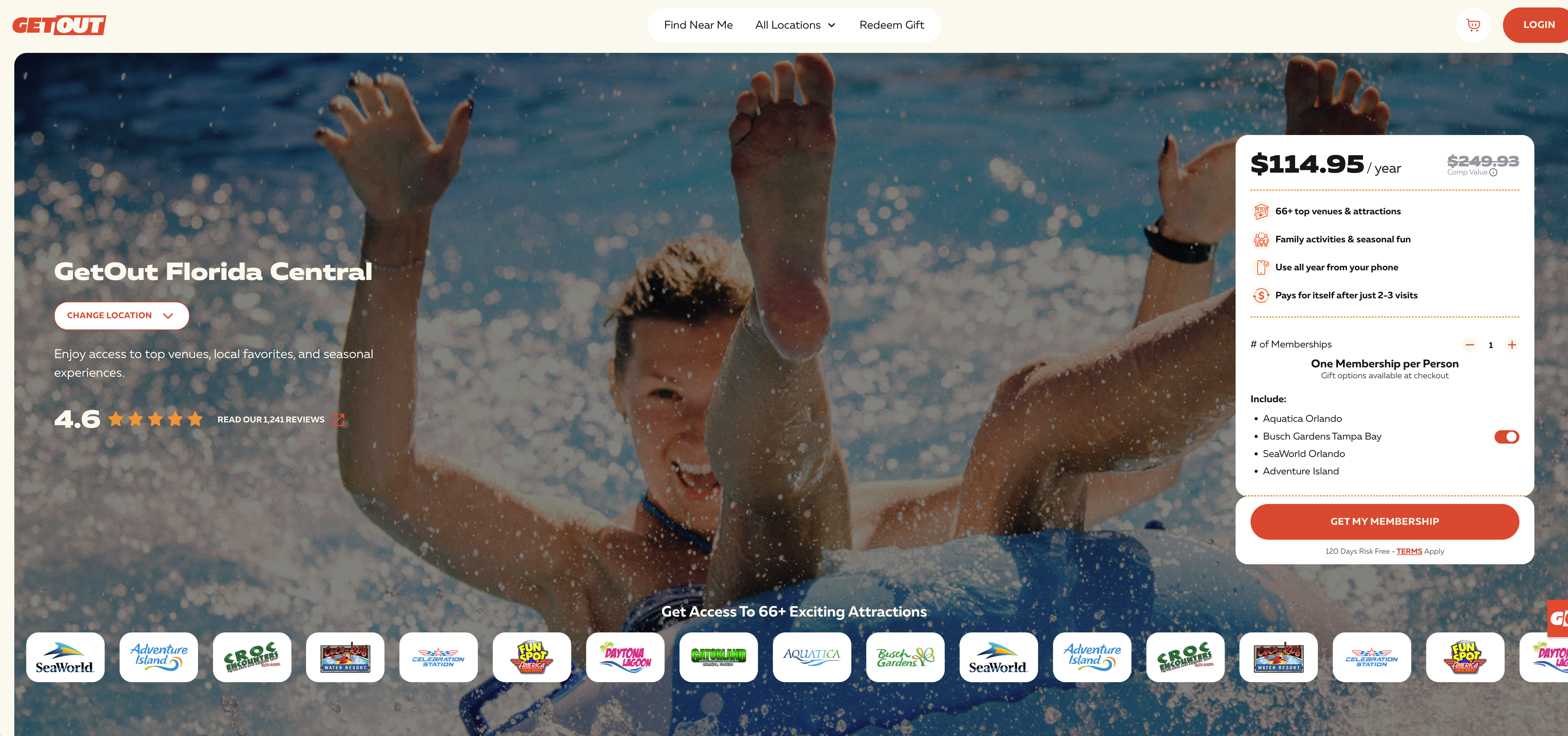 Screenshot of the GetOut website