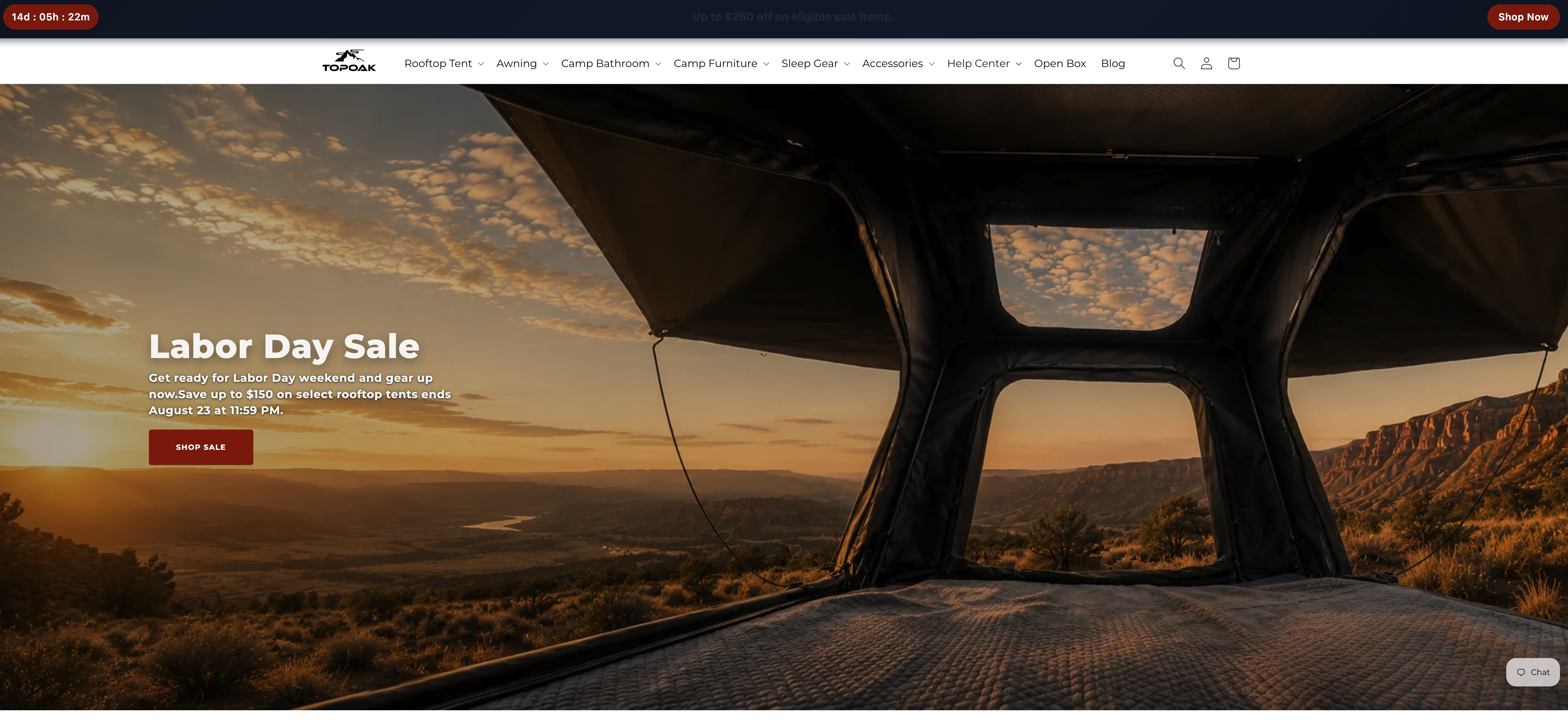 Screenshot of the TopOak Overland website