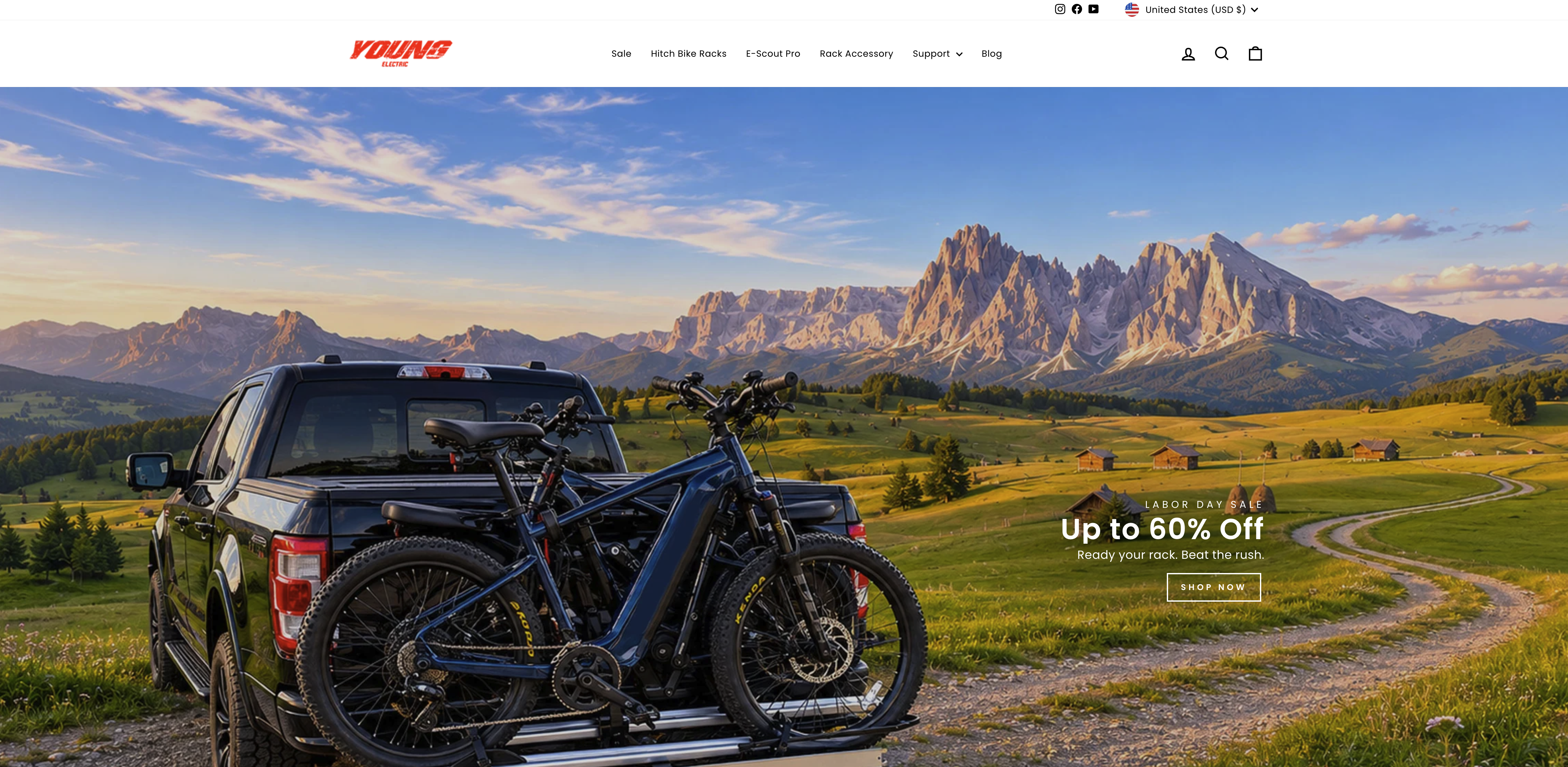 Screenshot of the youngelectricbikes website