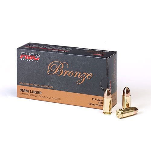PMC Bronze 9mm 115 Gr FMJ ammunition box