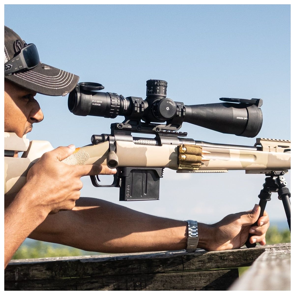Arken EP-5 GENII 5-25x56 FFP on a precision rifle