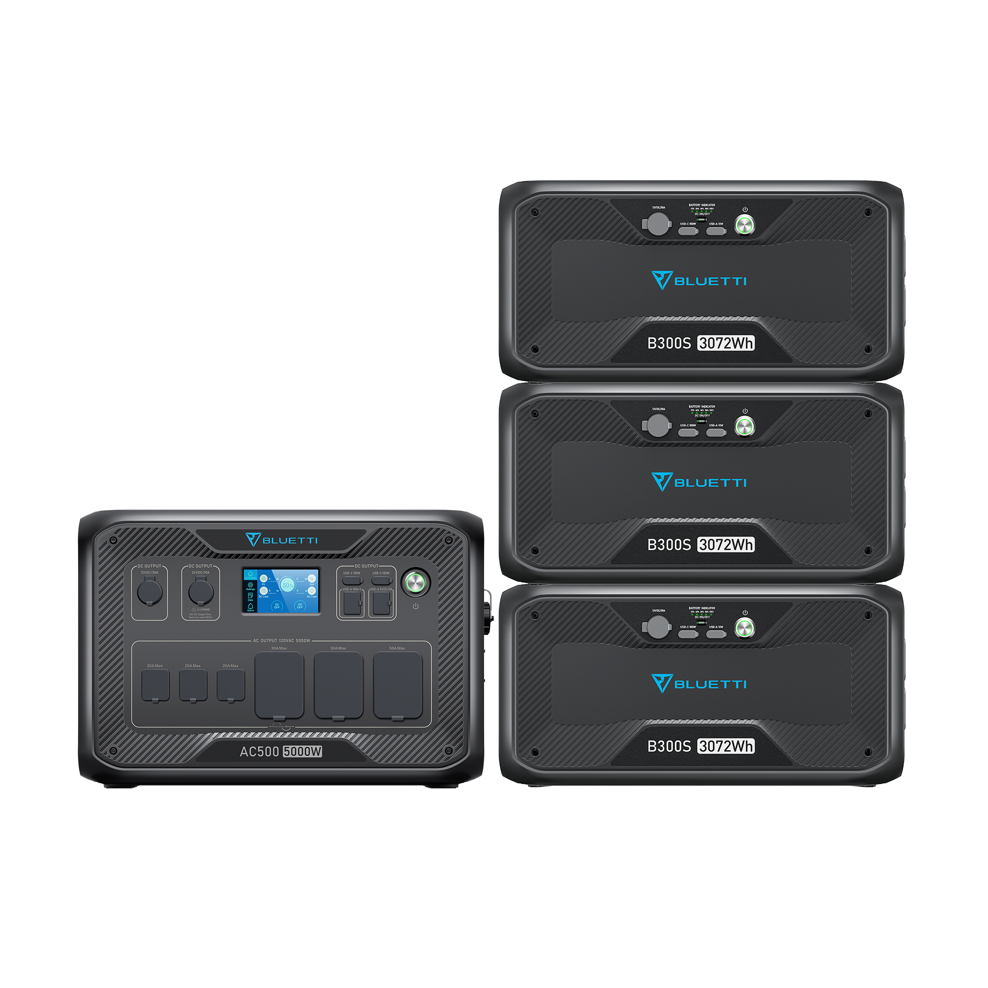BLUETTI AC500 + 3× B300S Home Battery Backup — 5,000W, 9,216Wh whole-home system