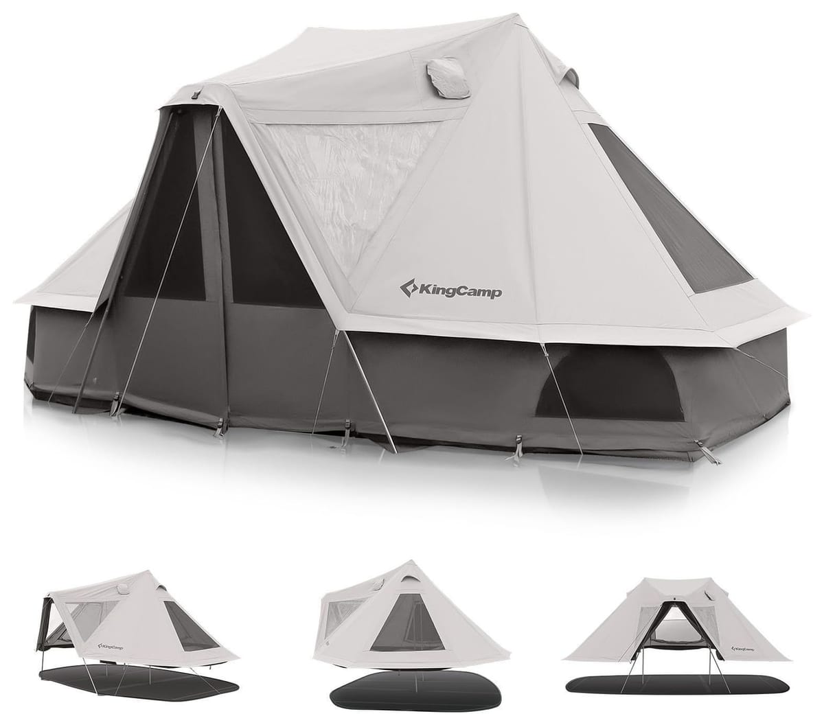 KingCamp Khan Villa bell tent with its wall configurations