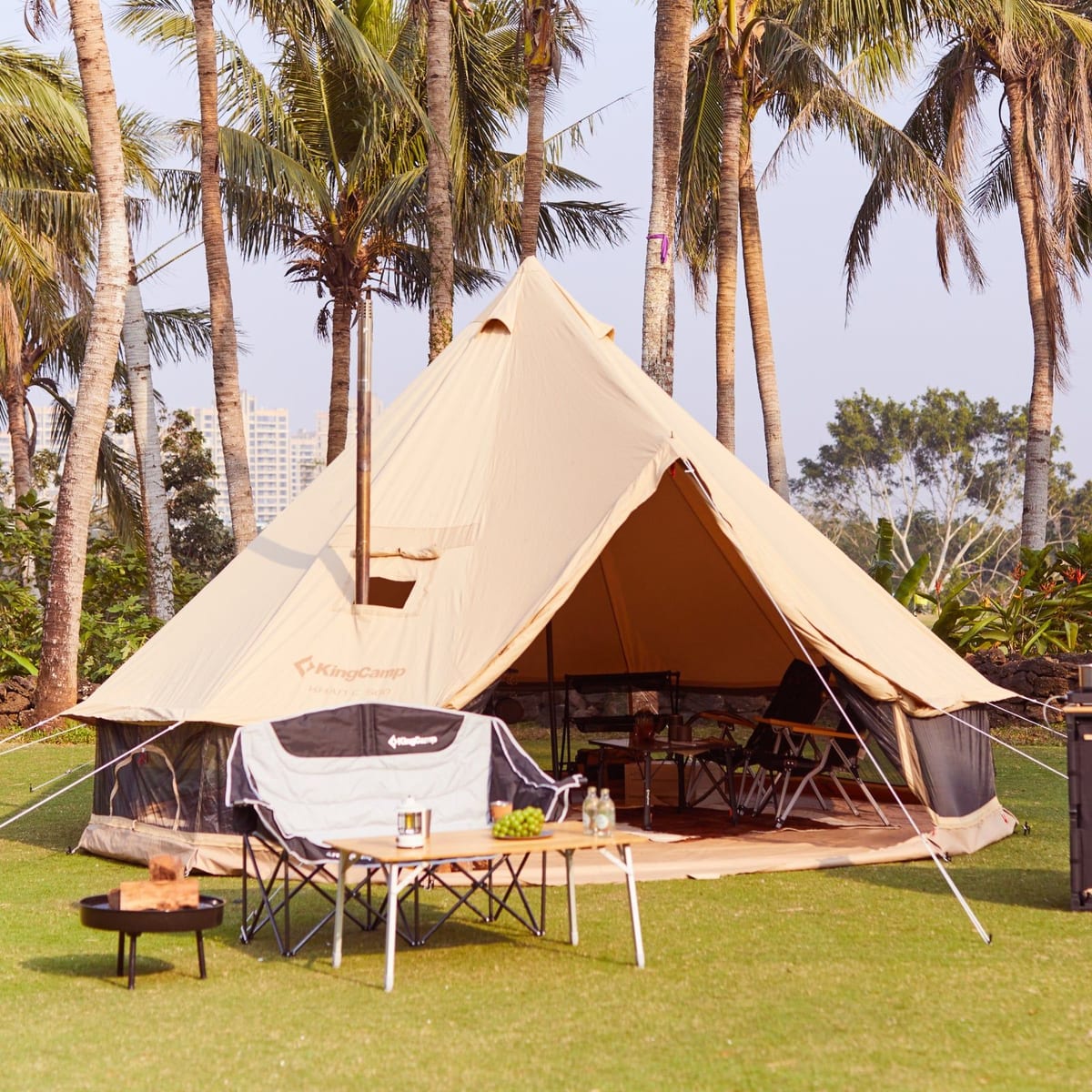 KingCamp KHAN C 400/500 4-Season Bell Tent, luxury canvas glamping tent