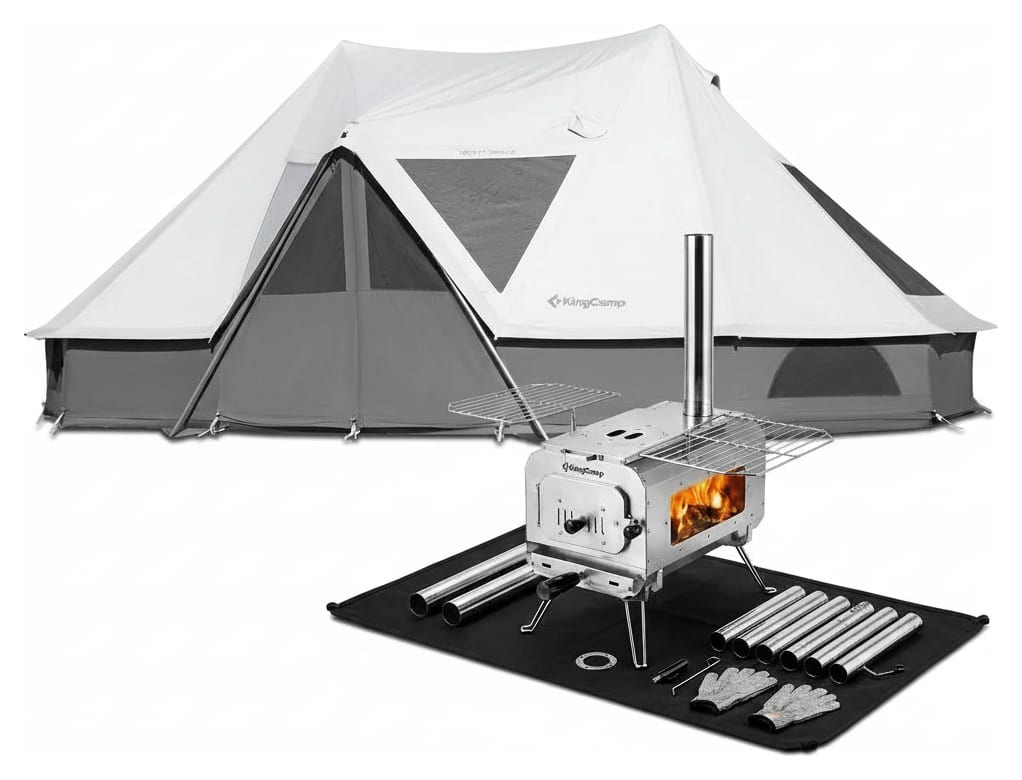 KingCamp Khan Palace Tent and Stove Bundle with Surefire wood stove