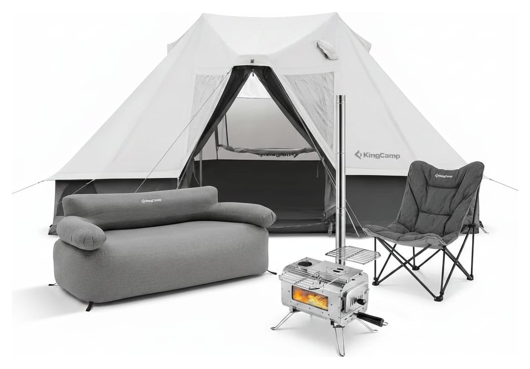 KingCamp Khan Villa Glamping 4-in-1 Bundle with stove