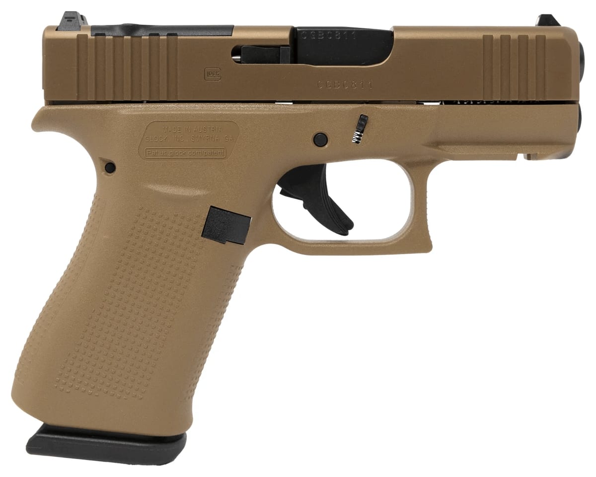 GLOCK G43X 9mm pistol in coyote brown