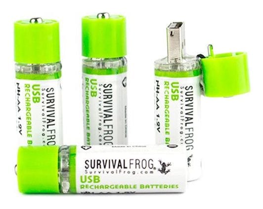 Survival Frog USB Rechargeable AA Batteries w/ 4-port USB Charger
