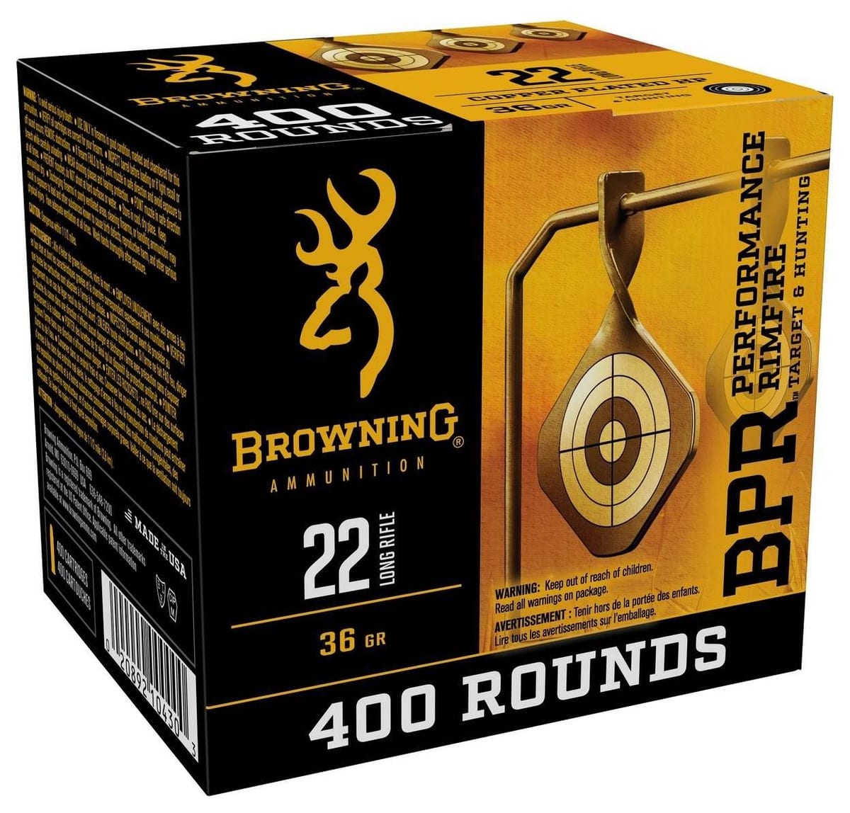 Browning BPR Performance 22LR 36 Grain Copper Plated HP (400rds) 22LR ammo