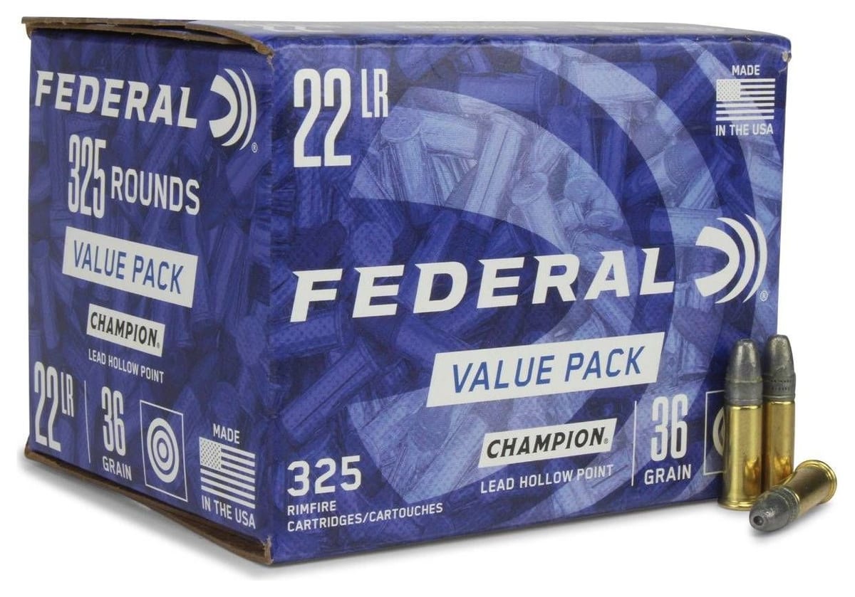 Federal Champion Value Pack 22 LR 36 Grain Lead Hollow Point 22LR ammo