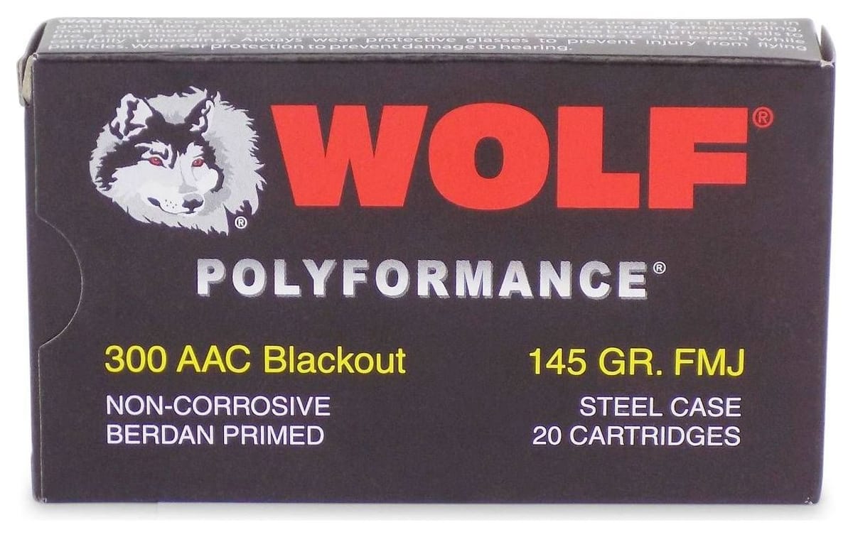 Wolf Polyformance 300 Blackout 145 Grain FMJ ammo