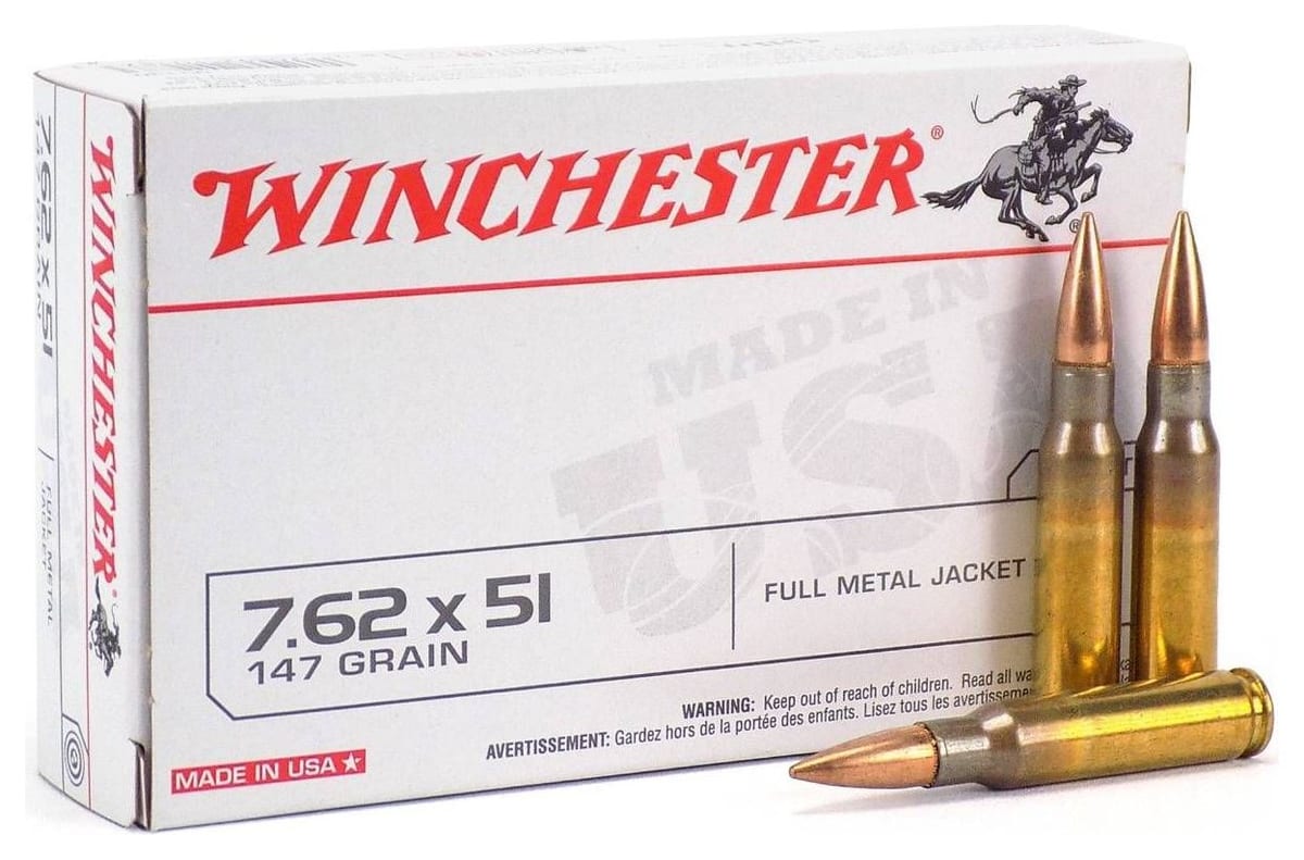Winchester USA 7.62x51 NATO 147 Gr FMJ (Q3130) ammo