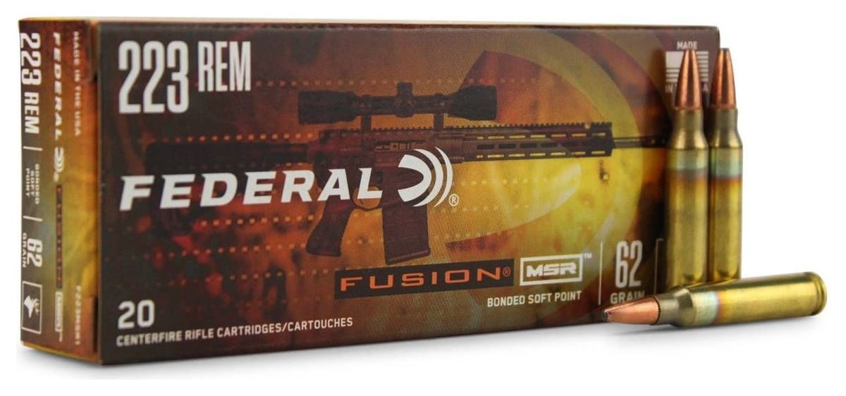 Federal Fusion MSR 223 Remington 62 Gr Bonded Soft Point ammo
