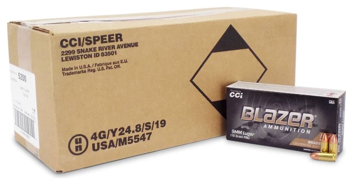 CCI Blazer Brass 9mm 115 Gr FMJ 9mm ammo