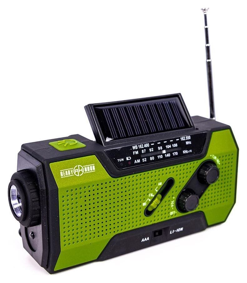 Ready Hour 4-in-1 Solar Flashlight & AM/FM/Weather Radio with Hand Crank emergency radio