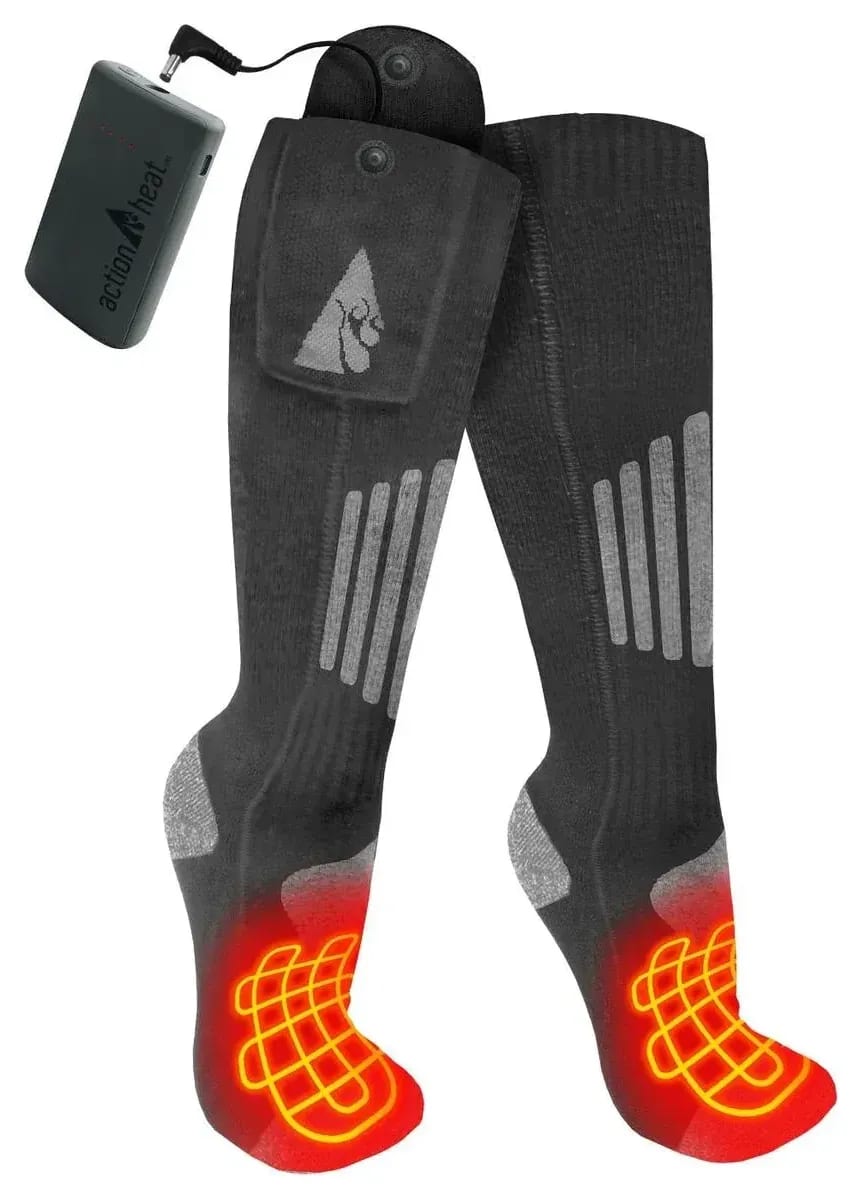 ActionHeat 3.7V Cotton Rechargeable Heated Socks 2.0 with Remote