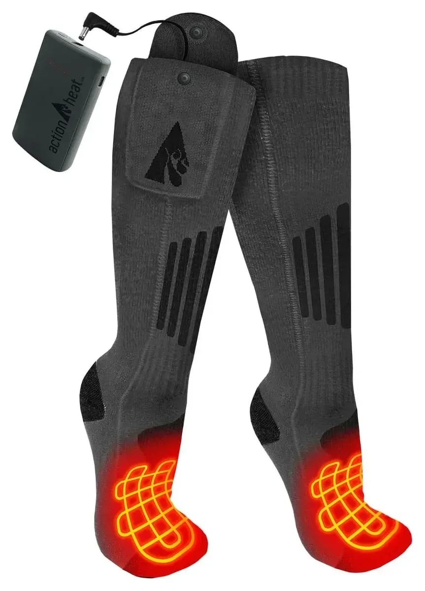 ActionHeat 3.7V Wool Rechargeable Heated Socks 2.0 with Remote