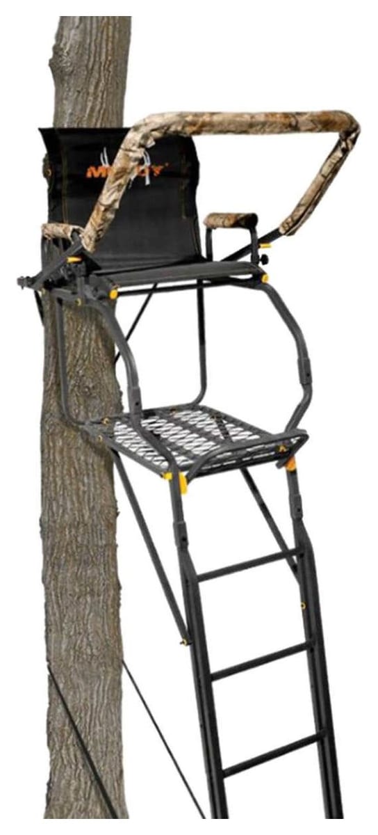 Muddy Skybox Deluxe Ladder Stand, 20 ft to shooting rail, rated 350 lb