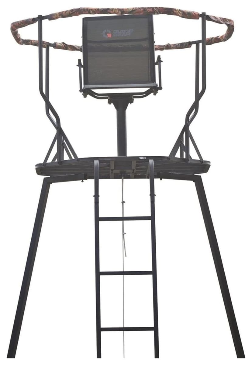 Guide Gear Heavy-Duty 20' Hunting Tripod Stand, 20 ft to shooting rail, rated 300 lb