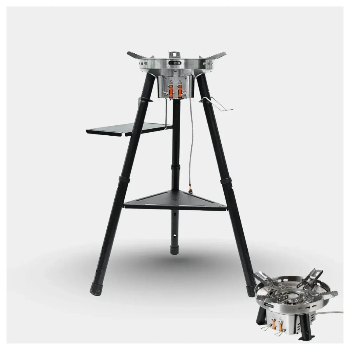 Fire Maple Vulcan Dualblaze Pro basecamp stove on its stand