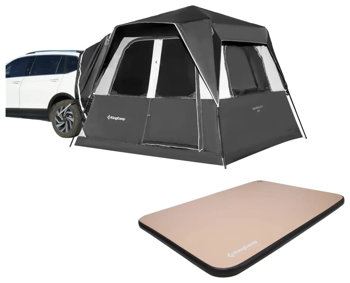 KingCamp SUV tent and double air mattress bundle