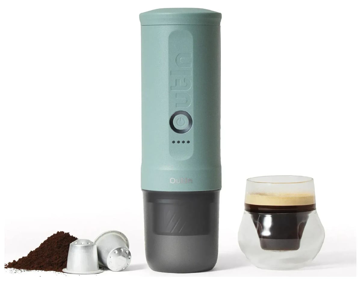 OutIn Nano 2 portable espresso machine with capsules and ground coffee