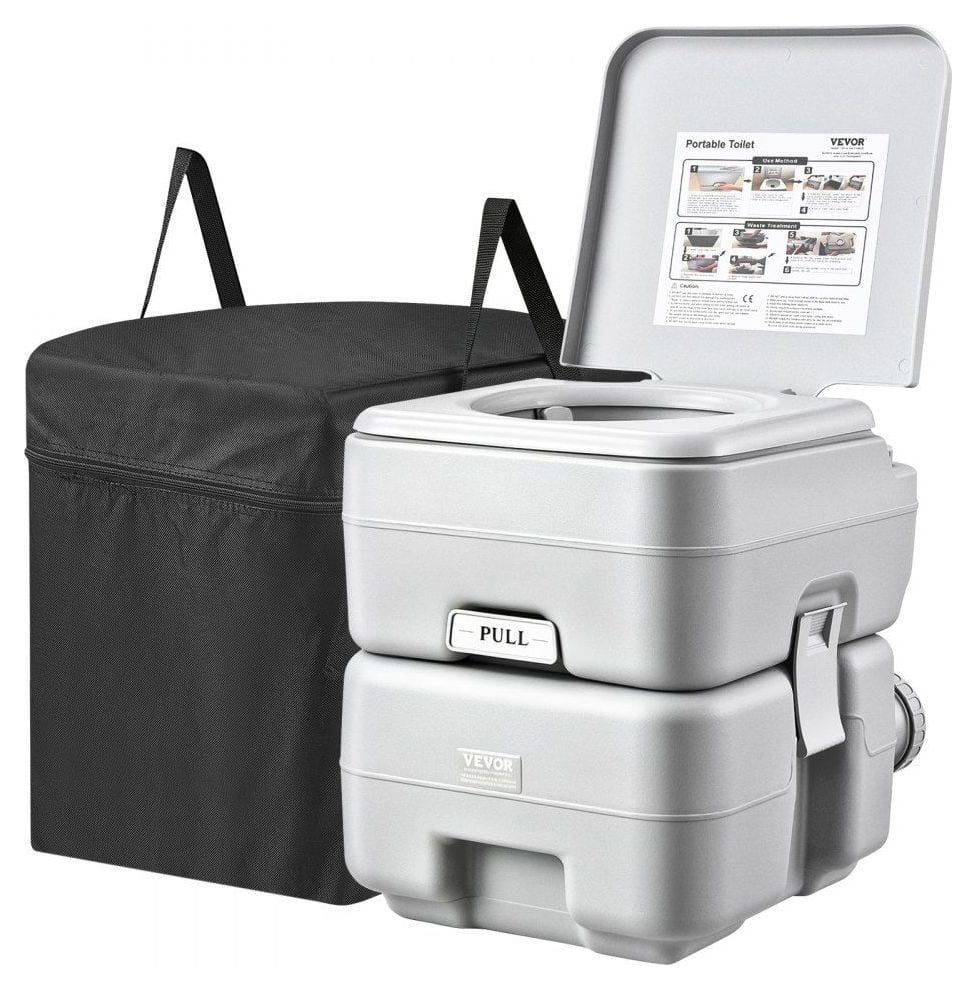 VEVOR portable flush toilet with 5.3 gallon waste tank and carry bag