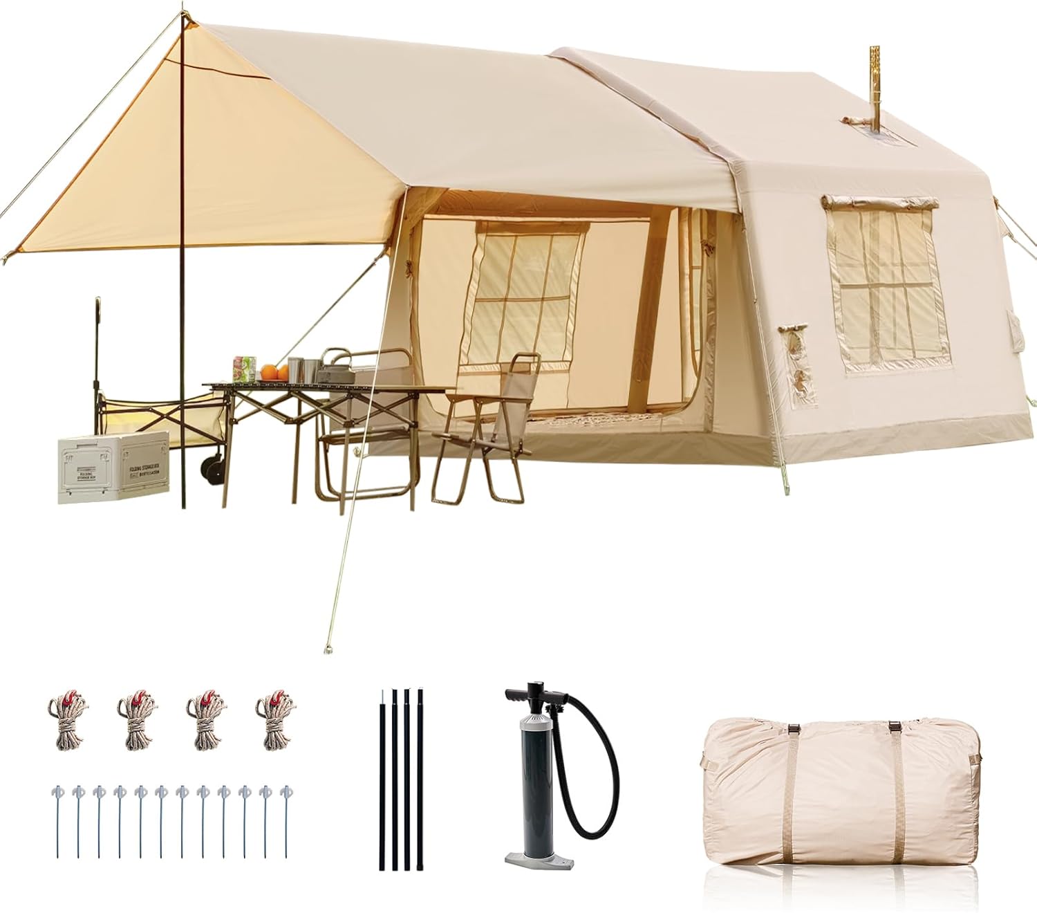 Inflatable Hot Tent with Stove Jack — 4-Person Air Frame